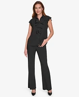 Calvin Klein Women's Cap-Sleeve Ruffle-Front Blouse