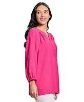 Jones New York Women's Stitched Puff-Sleeve Top