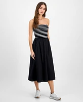 Tinsel Juniors' Strapless Mixed-Media Midi Dress