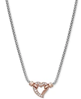 Diamond Heart Pendant Necklace (1/10 ct. t.w.) in Sterling Silver & 14k Rose Gold-Plate, 18" + 3" extender