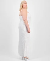 B Darlin Trendy Plus Pearl-Embellished Mesh Sleeveless Gown, Created for Macy's