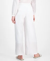 Jm Collection Petite Gauze Split-Hem Wide-Leg Pants, Exclusively at Macy's