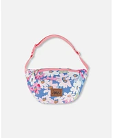 Deux par Deux Girl Printed Fanny Pack White, Pink, And Green Flowers - Toddler|Child