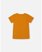 Deux par Baby Boys Organic Cotton Tee Vibrant Orange And Blue Vespa