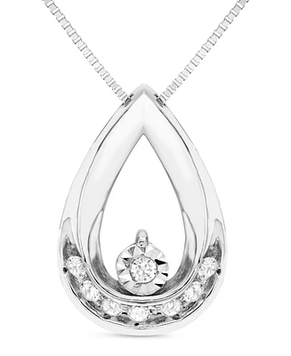 Diamond Polished Teardrop 18" Pendant Necklace (1/10 ct. t.w.) in Sterling Silver