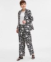 Jm Collection Printed Blazer T Shirt Printed Pull On Pants Exclusively At Macys