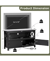 Gouun Tv Stand Entertainment Center with Charging Station for TVs up to 50 Inch