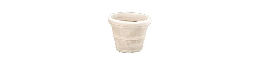 Slickblue Round Planter with Weathered Stone Finish in Durable Poly Resin