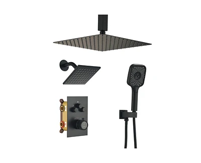 Casainc Rainfall Symphony 3-Function Dual Shower Head Thermostatic Shower System with 3 Sprays Handheld