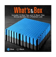 Squatz 25-Piece Puzzle Exercise Mat, Eva Foam Tiles, Blue/Black