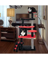 Gymax Gothic Cat Tree 52'' Tall Cat Tower w/ Cat Bed Cat Condo Sisal Scratching Post