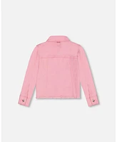 Deux par Girls Jean Jacket With Embroidery Pink And Multicolored Gummies