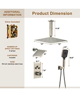 Casainc Rainfall Symphony 3-Function Dual Shower Head Thermostatic System with 3 Sprays Handheld