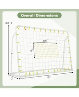 Kuyotq 2-in-1 Kids Soccer Rebounder and Soccer Goal with Adjustable Height