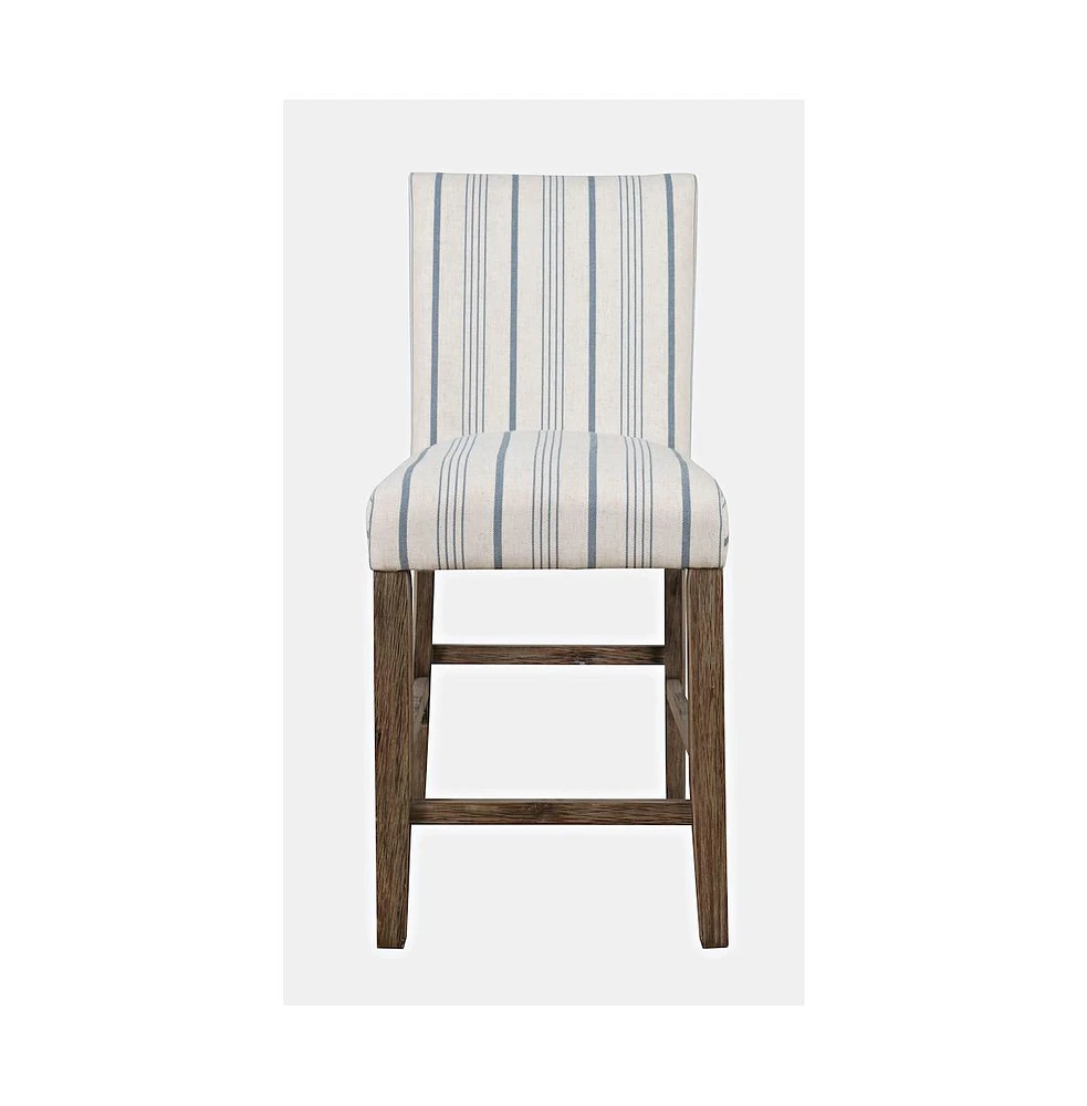 Jofran Eastern Tides Coastal Wire-Brushed Wood Upholstered Parsons Barstool (Set of 2)