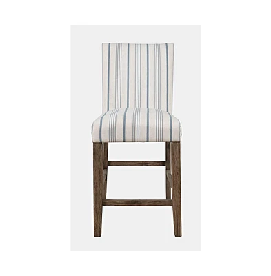 Jofran Eastern Tides Coastal Wire-Brushed Wood Upholstered Parsons Barstool (Set of 2)