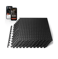 Squatz 6-Piece Puzzle Exercise Mat, Eva Foam Tiles, Black