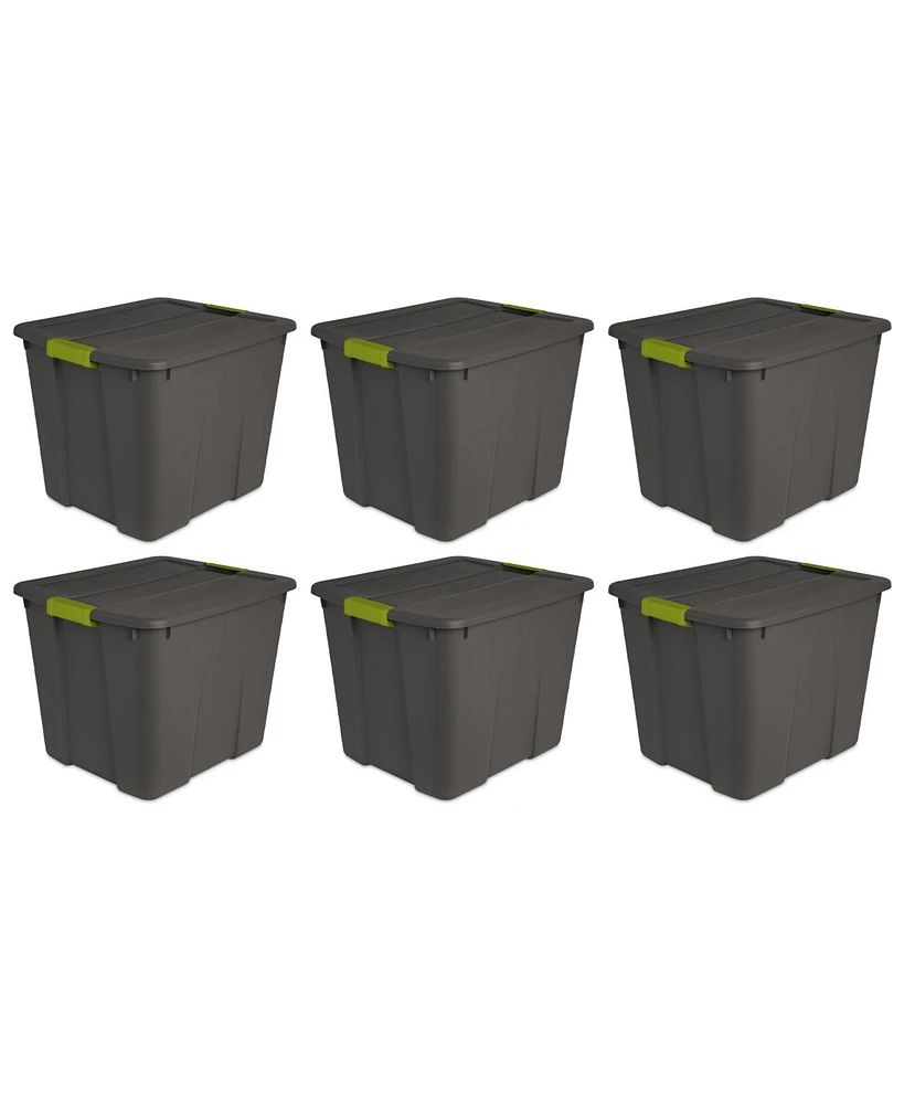 Sterilite 20 Gallon Stackable Plastic Storage Tote Bin with Lid, Gray (6 Pack)