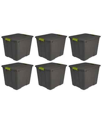 Sterilite 20 Gallon Stackable Plastic Storage Tote Bin with Lid, Gray (6 Pack)