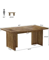 Tribesigns 63-Inch Executive Desk, Large Computer Desk with Sturdy Wood Legs & Thickened Tabletop, Mid-Century Modern Study Writing Table Workstation