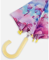 Deux par Deux Girl Printed Umbrella Butterflies On Multicolored Background - Toddler|Child