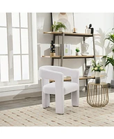 gaomon Modern Sherpa Barrel Dining Chair, Upholstered Faux Fur Room Chair Comfy Side for Kitchen/Living
