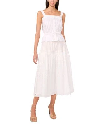 1.State Womens Cotton Pintucked Peplum Top Eyelet Skirt