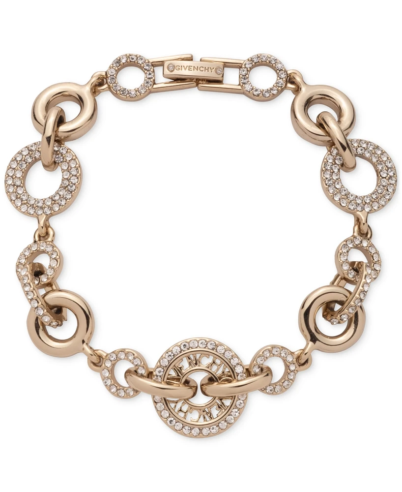 Givenchy Gold-Tone Pave Logo Link Flex Bracelet