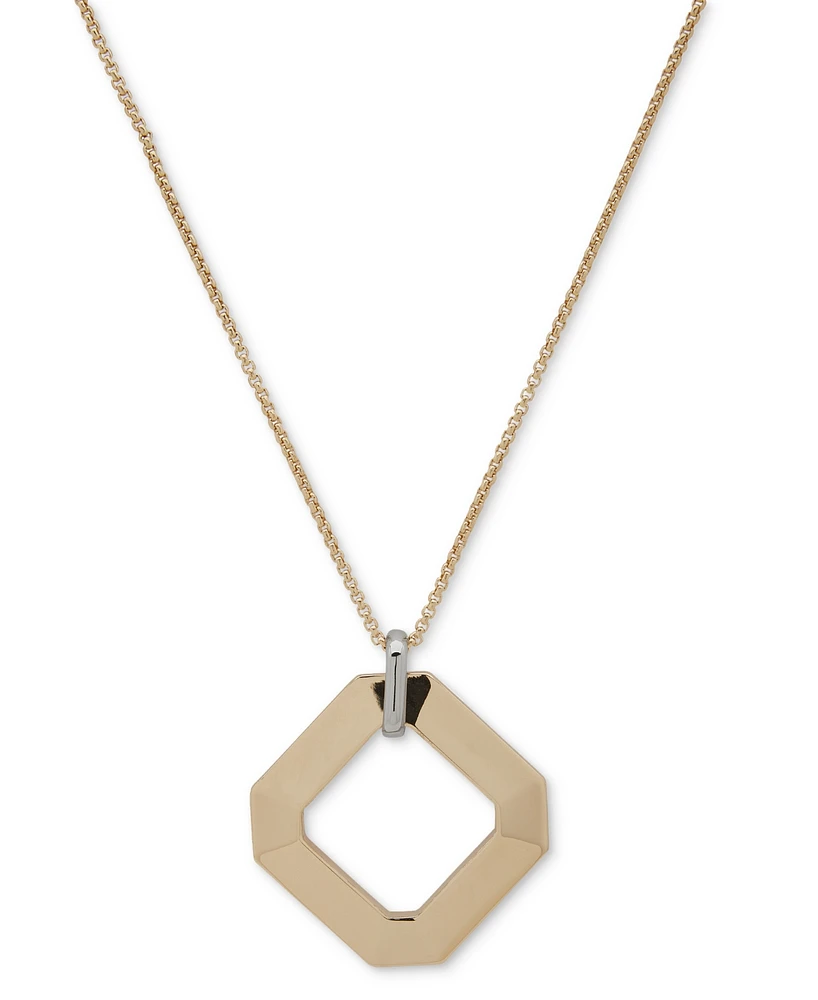 Karl Lagerfeld Paris Two-Tone Faceted Geometric 36" Adjustable Pendant Necklace