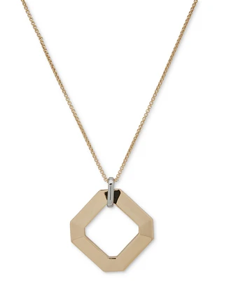 Karl Lagerfeld Paris Two-Tone Faceted Geometric 36" Adjustable Pendant Necklace