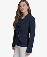 Halston Women's Scuba-Crepe Wrap Belted Blazer