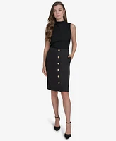 Halston Women's Ponte Button-Detailed Pencil Skirt