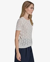 Halston Women's Textured-Knit Short-Sleeve Top