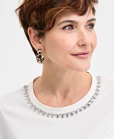 Jm Collection Women's Embellished Cotton Polished T-Shirt, Exclusively at Macys