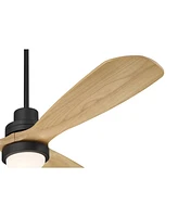 Casa Vieja 52" Delta Modern Country Indoor Outdoor Ceiling Fan 3 Blade Cct Led Light Remote Control Matte Black Finish Wood Blades Bedroom Patio Livin