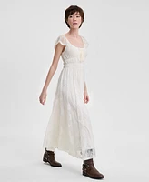 And Now This Women's Scoop-Neck Ruffle-Sleeve Maxi Lace Dress, Created for Macy's