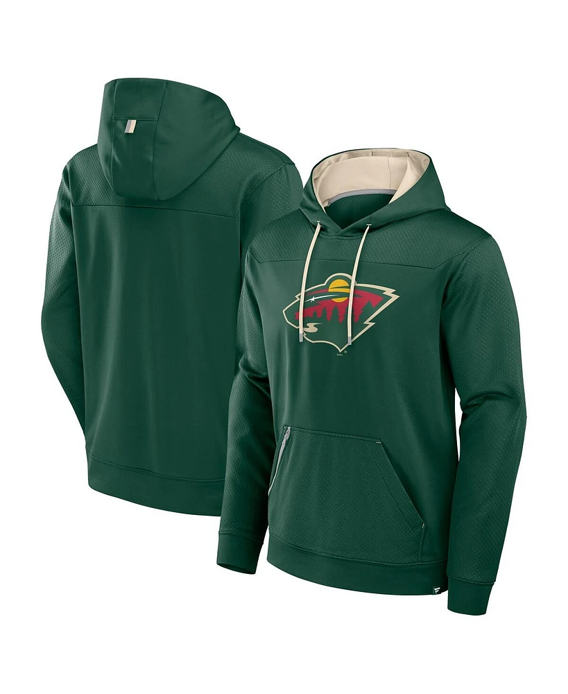 Fanatics Men's Green Minnesota Wild Defender Pullover Hoodie