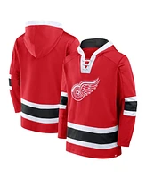 Fanatics Men's Red Detroit Wings Inside Line Fleece Pullover Hoodie