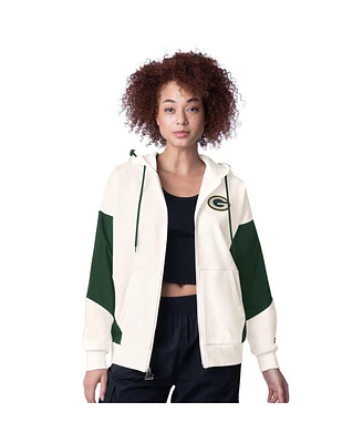 Starter Women's White Green Bay Packers Scrimmage Full-Zip Hoodie