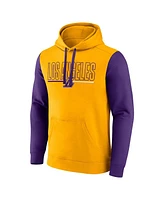 Logo Athletic Men's Yellow Los Angeles Lakers Outline Colorblock Pullover Hoodie