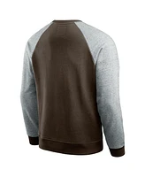 Fanatics Men's Brown/Heather Gray Cleveland Browns Colorblock Pullover Sweatshirt