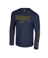 Colosseum Men's Navy Michigan Wolverines Color Pop Active Blend 2-Hit Long Sleeve T-Shirt