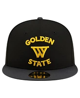 New Era Men's Black Golden State Warriors Jersey Hook Statement Edition 9FIFTY Snapback Hat