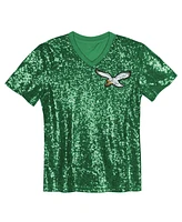 Outerstuff Big Girls Jalen Hurts Kelly Green Philadelphia Eagles Sequin V-Neck Fashion Jersey