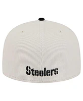 New Era Men's Cream/Black Pittsburgh Steelers Corduroy 59FIFTY Fitted Hat