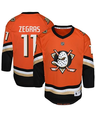 Outerstuff Big Boys and Girls Trevor Zegras Orange Anaheim Ducks Replica Player Jersey