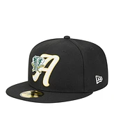 New Era Men's Black Athletics Duo Logo 2.0 59FIFTY Fitted Hat