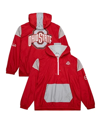 Mitchell & Ness Men's Scarlet Ohio State Buckeyes Team 3.0 Anorak Half-Zip Hoodie