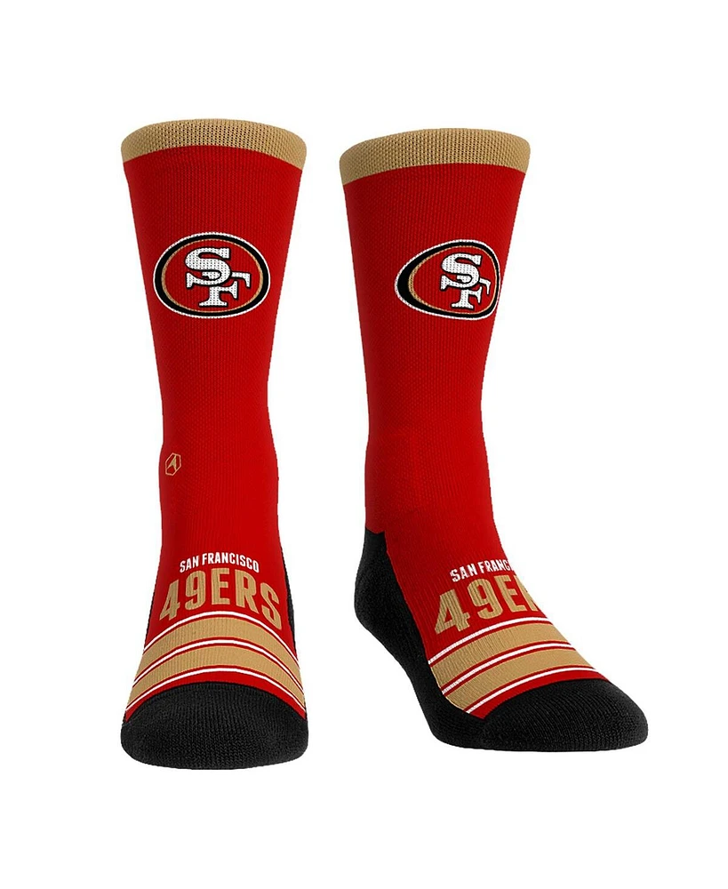 Rock Em' Men's and Women's San Francisco 49ers Gametime Stripe Crew Socks