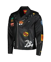 Freeze Max Men's Bugs Bunny Black Looney Tunes Biker Full-Zip Jacket